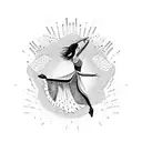 A graceful latin dancer surrounded by swirling fireworks tattoo design idea