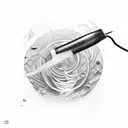 A surreal and dreamlike composition of a paintbrush transforming into a diving fin, symbolizing the merging of passions tattoo design idea