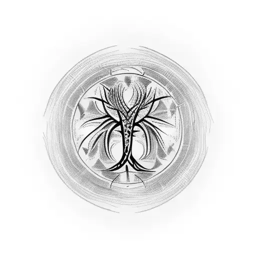 neo sigil tribal long branches tattoo design idea