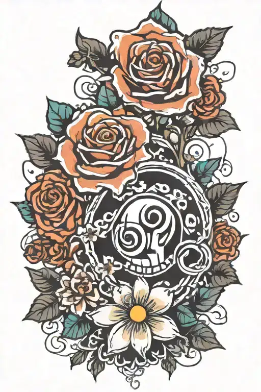 blink 182 flowers tattoo design idea