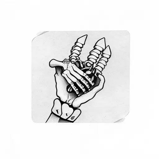 skeleton hand holding playing card tattoo design idea