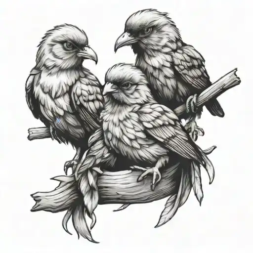 graduation, chicks turn into adult birds tattoo design idea