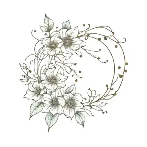 A Leo constellation made up of various flowers intertwined with vines tattoo design idea
