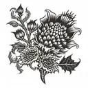 A traditional Scottish thistle intertwined with a Spanish flamenco dancer, representing your diverse heritage tattoo design idea