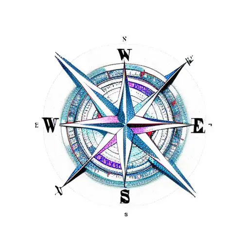compass showing west tattoo design idea