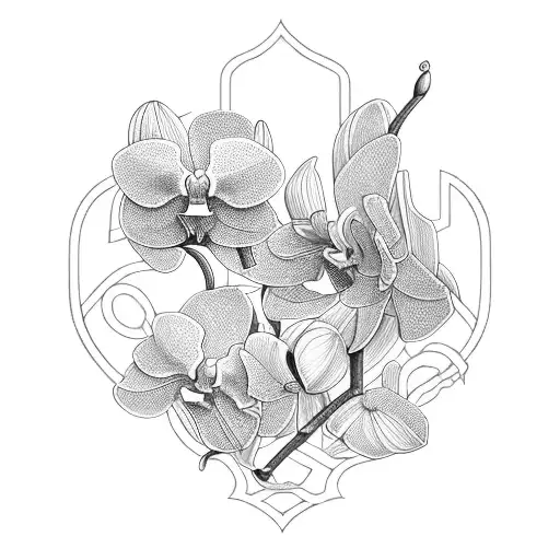Combine architectural elements with the beauty of an orchid tattoo design idea