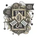 An abstract representation of the saying 'money is the rule to all evil' incorporating dollar signs and dark imagery tattoo design idea