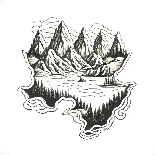 Bear claw marks tearing through a map of Kolyma tattoo design idea
