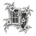 Prison bars intertwined with Kolyma flowers and vines tattoo design idea