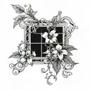 Prison bars intertwined with Kolyma flowers and vines tattoo design idea