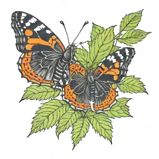 nz red admiral butterfly sitting on nettle plant. tattoo design idea