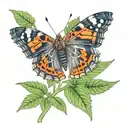 nz red admiral butterfly sitting on nettle plant. tattoo design idea