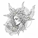Combine gothic imagery with biomechanical elements in a tattoo flash that captures the essence of a young woman's dark side tattoo design idea