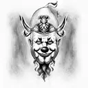 Viking with a clown face tattoo design idea