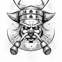 Viking with a clown face tattoo design idea