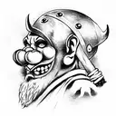 Viking with a clown face tattoo design idea