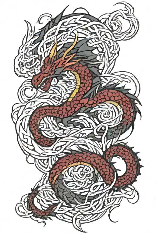 dragon intertwined tattoo design idea