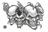 DC joker 3 wise monkeys tattoo design idea