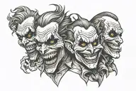 DC joker 3 wise monkeys tattoo design idea