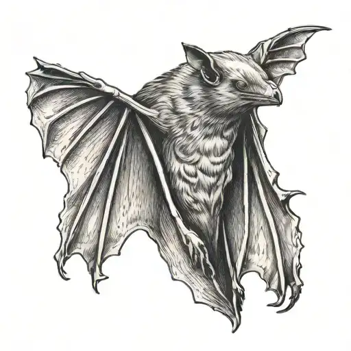 fruit  bat closed wings  tattoo design idea