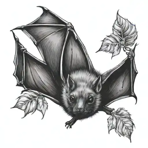 fruit bat wrapped tattoo design idea