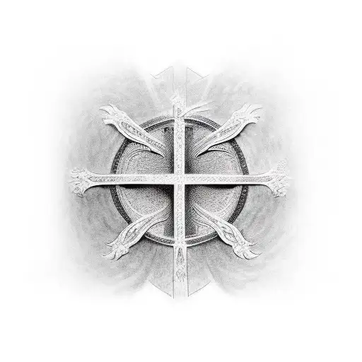 the words Psalms 23:4 with a cross  tattoo design idea