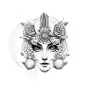 luna y reloj de arena  tattoo design idea