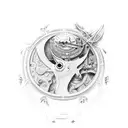 luna y reloj de arena  tattoo design idea