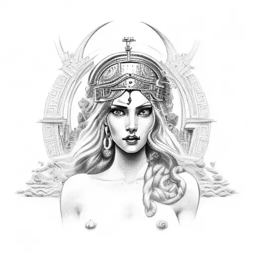 greek godess eris pinup tattoo design idea
