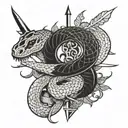 snake and daggers tattoo design idea