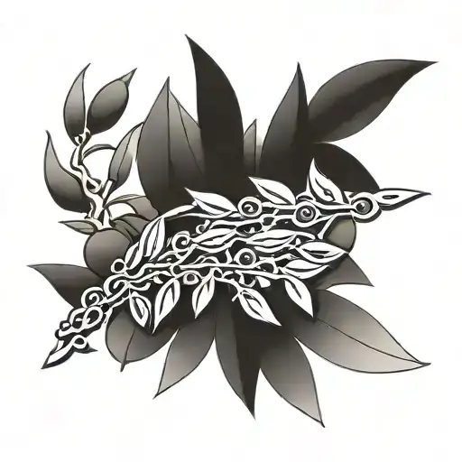 olive branches but made up of motorcycle chain wrapped tattoo design idea