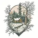 stopping by woods on a snowy evening  tattoo design idea