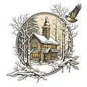 stopping by woods on a snowy evening  tattoo design idea