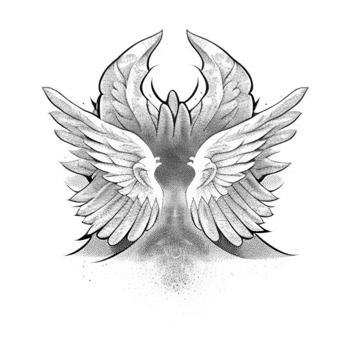 angel and demon wings tattoo design idea
