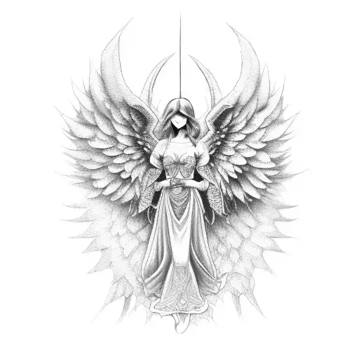 angel and demon wings tattoo design idea