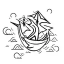paper boat pirate ship tattoo design idea