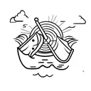 paper boat pirate ship tattoo design idea