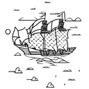 paper boat pirate ship tattoo design idea