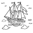 paper boat pirate ship tattoo design idea