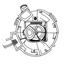old movie projector with film going into dumpster fire tattoo design idea