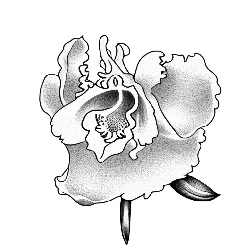 cattleya flower with vines and name under it tattoo design idea