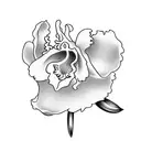 cattleya flower with vines and name under it tattoo design idea