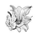 cattleya flower with vines and name under it tattoo design idea