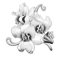cattleya flower with vines and name under it tattoo design idea
