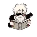 kakashi hatake blushing while reading an 18+ book tattoo design idea