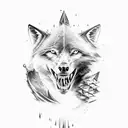 Black wolf roar to warrior in the stone with sword in hand and bellow one shark with a bad expression and bellow a eagle tattoo design idea