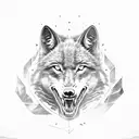 Black wolf roar to warrior in the stone with sword in hand and bellow one shark with a bad expression and bellow a eagle tattoo design idea