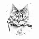 Cat with gun tattoo design idea