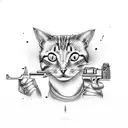 Cat with gun tattoo design idea