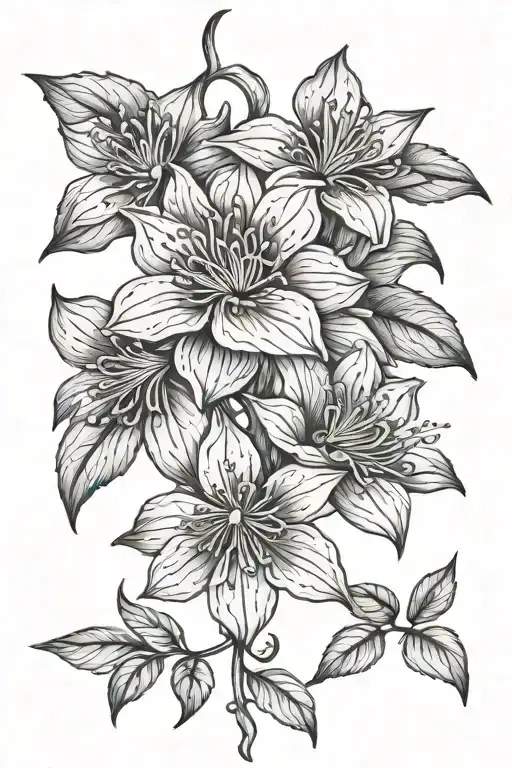 clematis flower with soft vine tattoo design idea